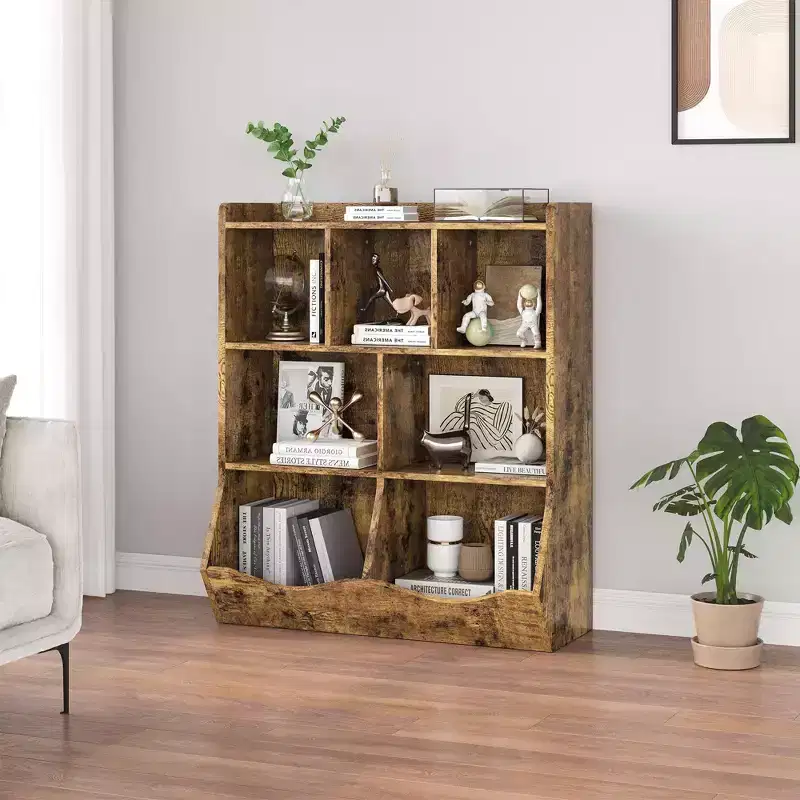 Garvee Kids Bookshelf and Toy Storage, 3-Tier Wooden Toy Storage Unit with Shelves and Compartments, Freestanding Kids Bookcase