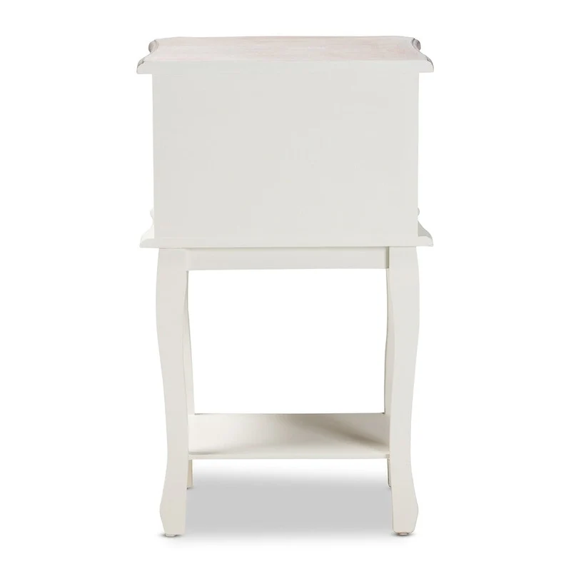 Baxton Studio Amalie Antique French Country Cottage Two-Tone White and Oak Finished 2-Drawer Wood End Table