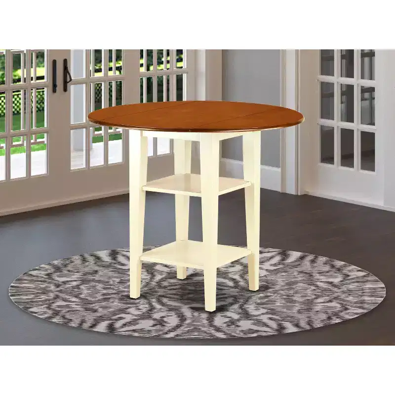 HomeStock round Kitchen Table with two shelves