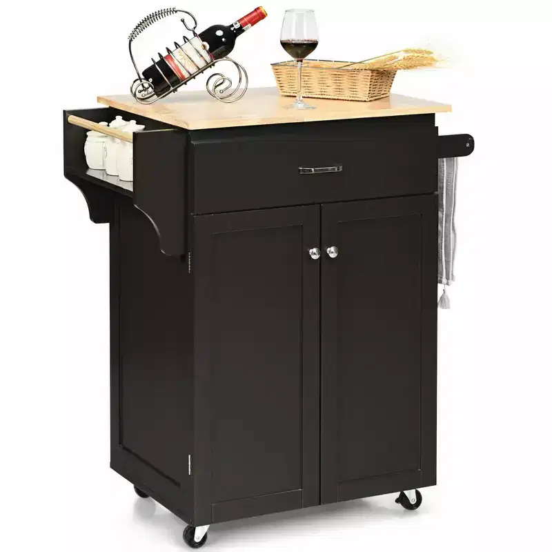 Costway Rolling Kitchen Island Utility Kitchen Cart Storage Cabinet Brown/White