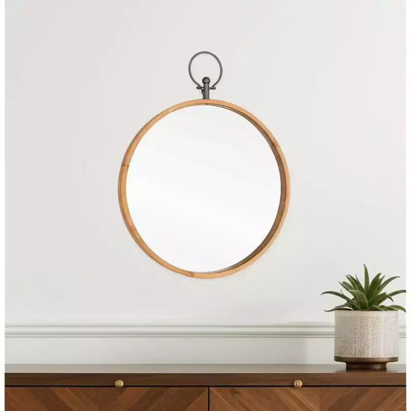 HomeRoots 30 Bronze Round Metal Framed Accent Mirror