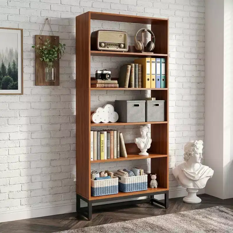 MAYEERTY 5-Tier Tall Bookshelf with APP-Controlled LED Lights, 70.87H Deep Wooden Library Bookcase