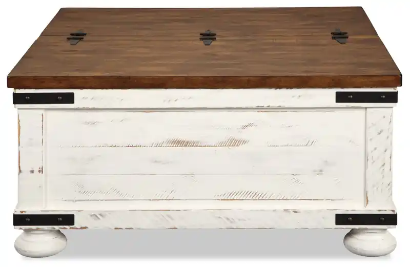 36 Rustic Coffee Table Trunk with Storage - Two Tone Wood