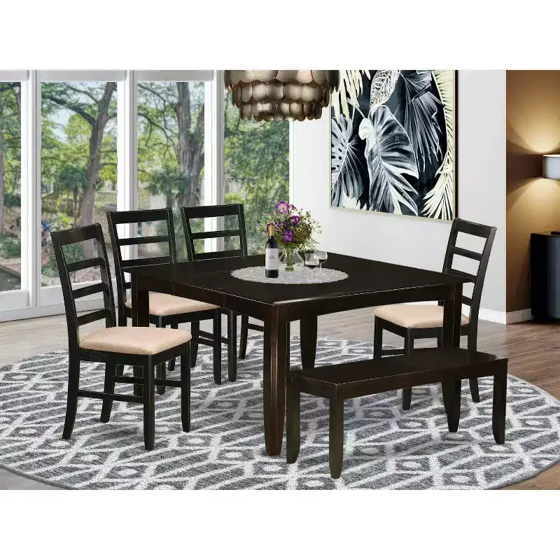 Dinette Set Kitchen Table with Chairs & Bench - Solid Wood Dining Room Set