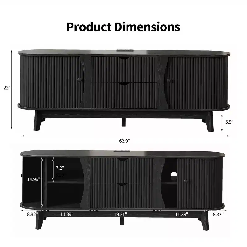 TV Stand with Power Outlets, 2 Drawers and 2 Grille Door Cabinets for up to 70 inch TVs, Media Console