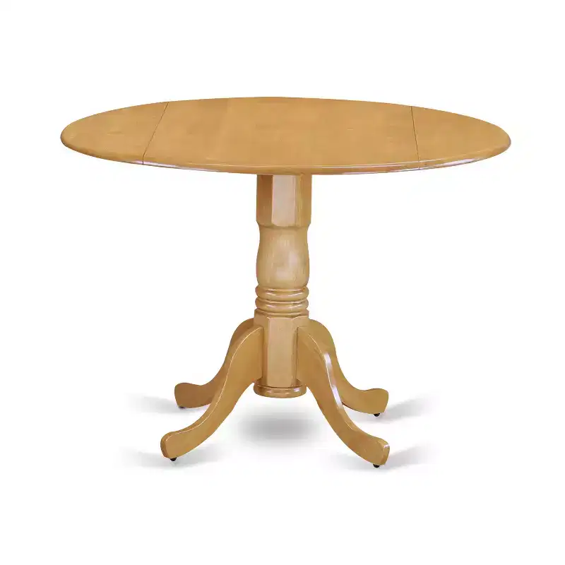 HomeStock 5 Piece Kitchen Table Set Oak Round Dropleaf Dining Set
