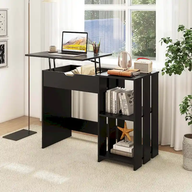 Lift Top Computer Desk Standing Desk with Hidden Compartments - See Details