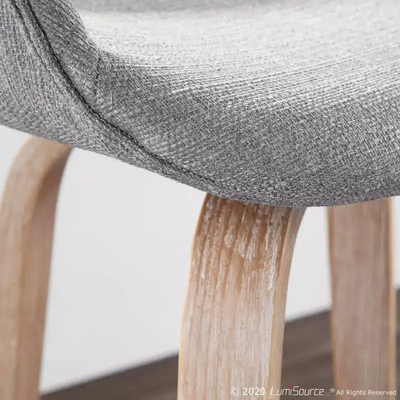 Set of 2 Upholstered Counter Height Barstools Gray/White Wash