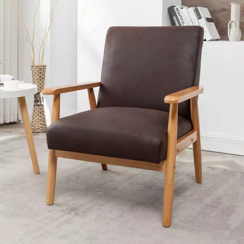 TUYOHW Modern Accent Armchair,Lounge Chair with Tapered Arms,Solid Wooden Frame,Microfiber Upholstered Chair for Living Room,Office