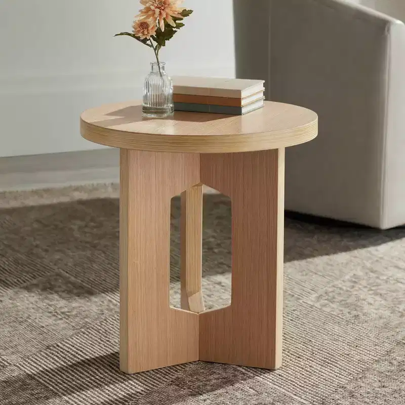 19 Wide Light Wood Side Table
