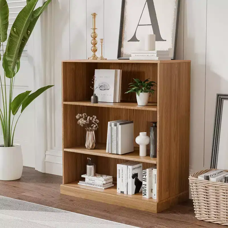 36x31x16 Doorless Wood Bookshelf Storage Cabinet Bookcase & Office Cabinet for Kitchen Bedroom Entryway Living Room Dining Room Natural