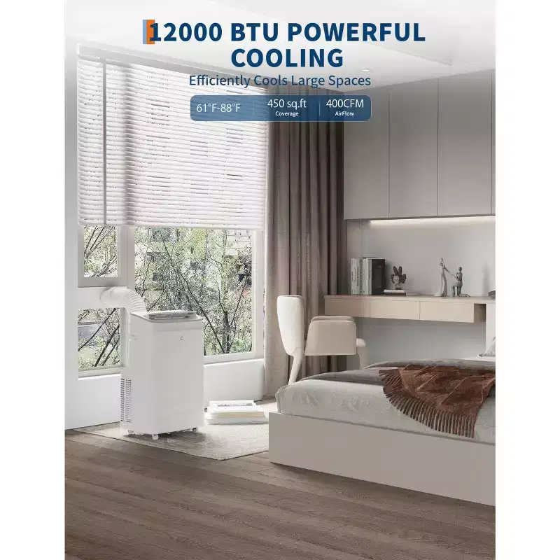 12,000 BTU Portable AC - 1-Pack White Air Conditioner (A018H) for Vine | Full Inspection Required
