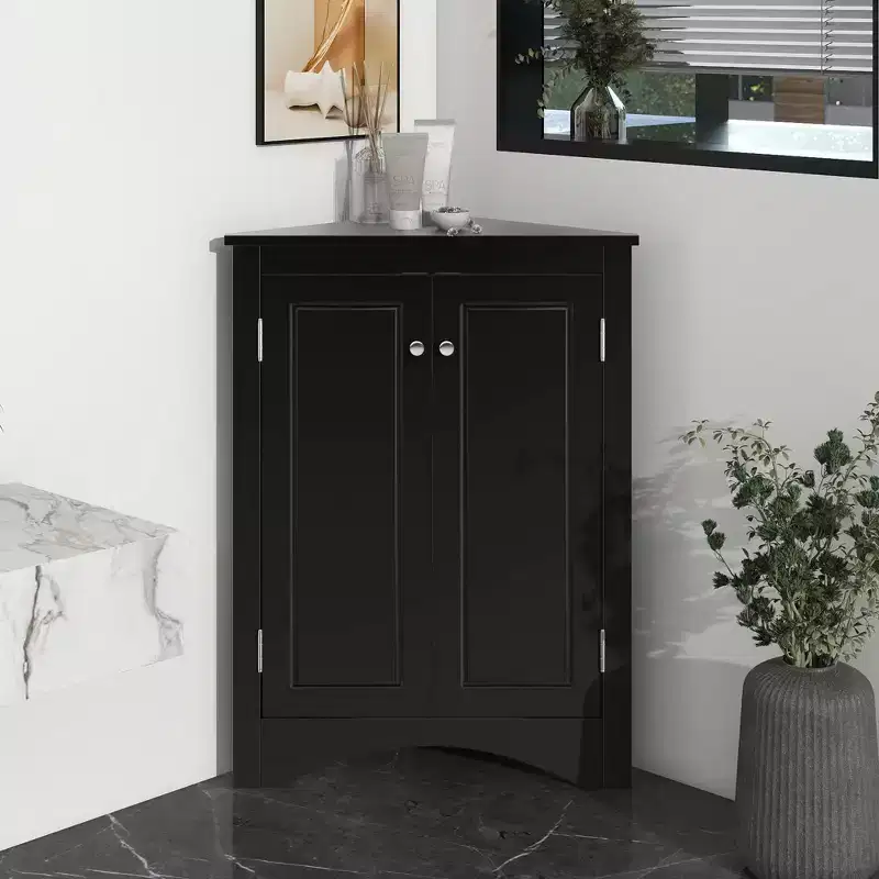 Triangle Bathroom Storage Cabinet Corner Cabinet with Adjustable Shelves