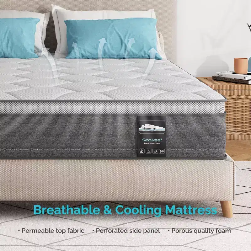 12 Inch 5-Zone Fiberglass-Free Mattress - Compatible with Platform Bed, Box Spring, or Slat Base