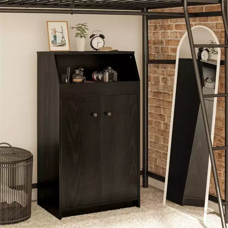 GDFStudio Rowan Storage Cabinet with Open Cubby and Adjustable Shelf