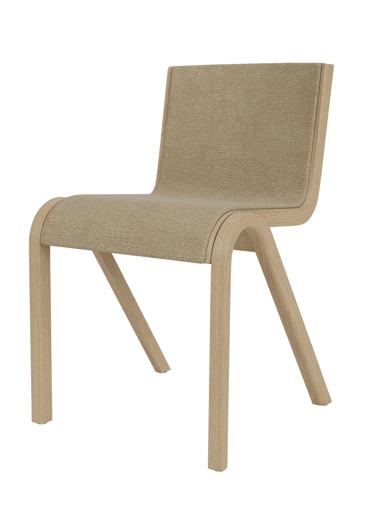 Scandinavian Oak Veneer Dining Chair Front Upholstered with Cantilevered Stackable Design for Dining Room