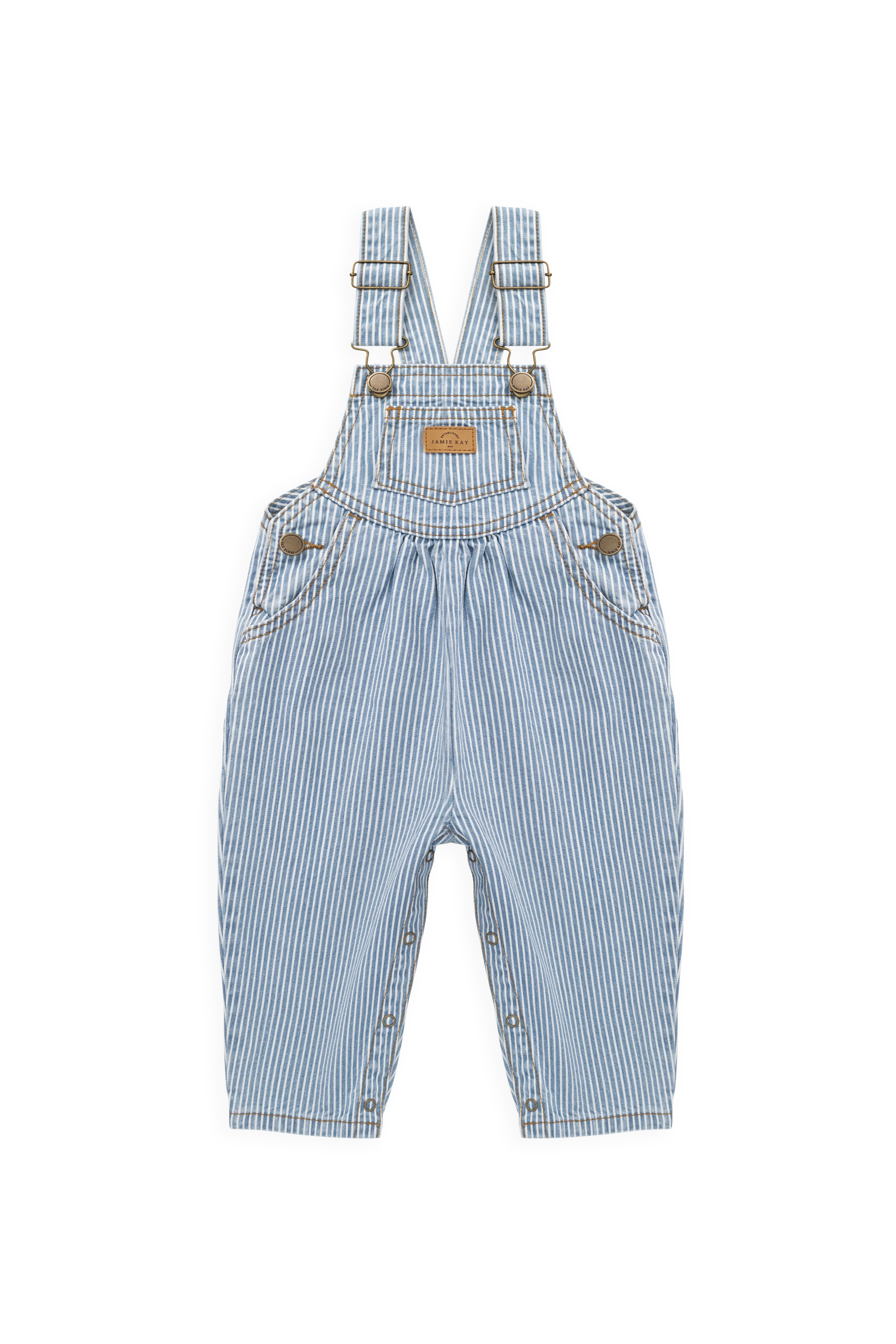 Classic Holiday Stripe Cotton-Blend Overall with Adjustable Straps & Snap Buttons for Kids 6M–8Y