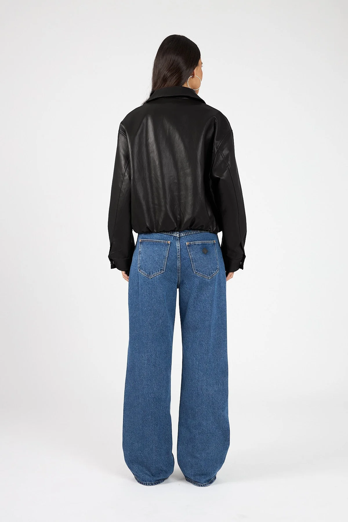 Bubble PU Bomber Jacket Black