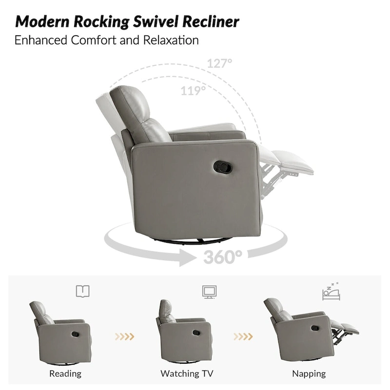 Josefa Modern Genuine Leather Swivel Rocker Recliner Set of 2 by Hulala Home