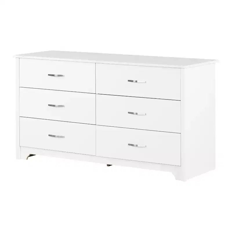6.75 in.H Particle Board Horizontal Dressers with 6 Drawers in White Finish