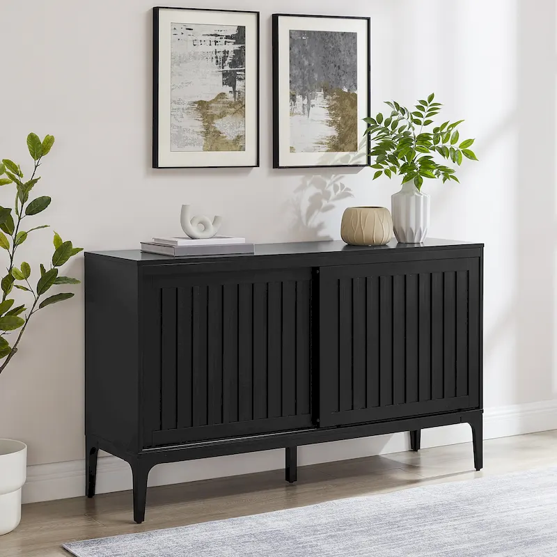Mid-Century Modern Sideboard with Sliding Doors and Storage