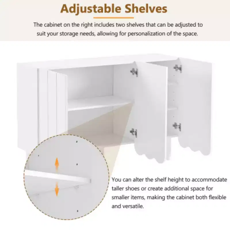 Living Room Storage: Cream Minimalist Shoe Cabinet with Adjustable Shelf