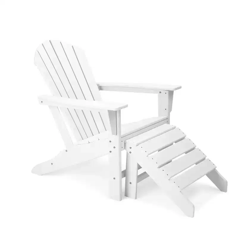 5pk HDPE Adirondack Chairs Set with Ottoman & Table: Weather-Resistant - EDYO LIVING