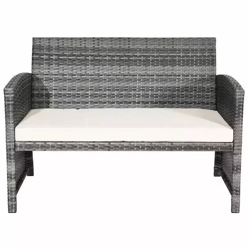 Costway 4PCS Rattan Patio Furniture Set Garden Sofa Cushioned Seat Mix Gray Wicker