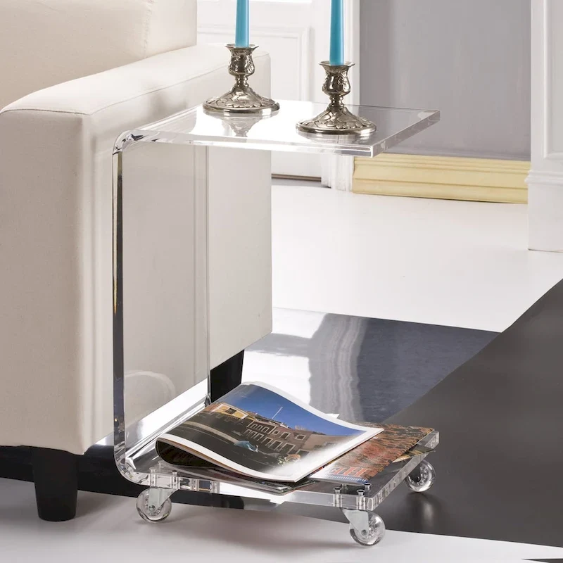C Shape 100-percent Acrylic Indoor/Outdoor Accent Table