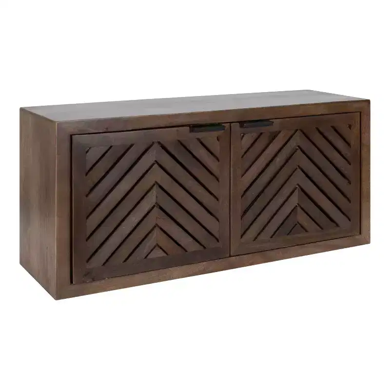 Kate & Laurel All Things Decor 30" x 10" x 14" Mezzeta 2 Door Wall Cabinet Natural Wood - No Assembly, MDF Surface