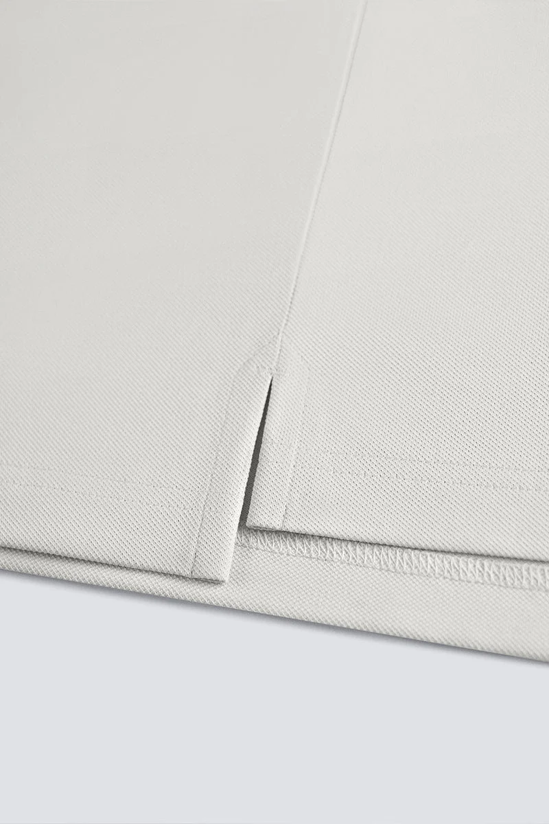 3-Button Pique Polo – Light Grey
