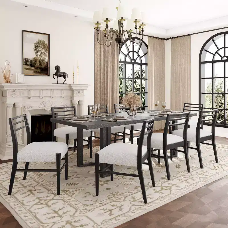 Christopher Knight Home Valenro 9 pcs Rubberwood Upholstered Dining Set