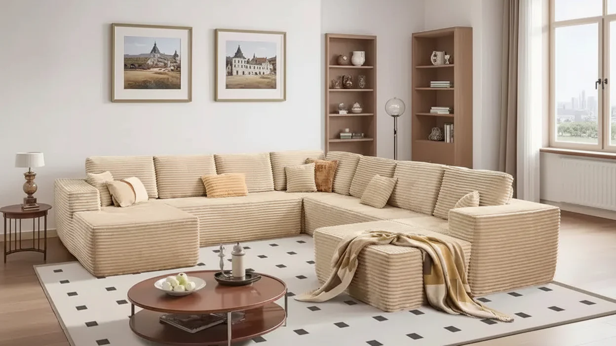 U-Shape Modular Sectional Sofa Couch, 27 Deep Seat Modern Minimalist Couches for Living Room, Style 4