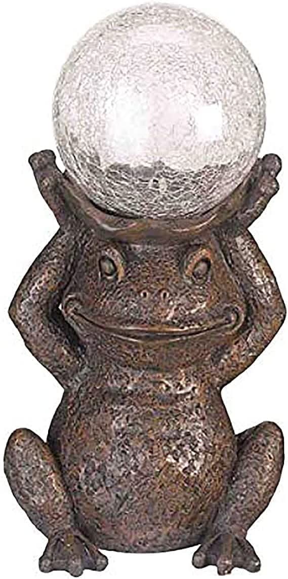 Decorative LED Solar Frog Statue Garden Ornament LED