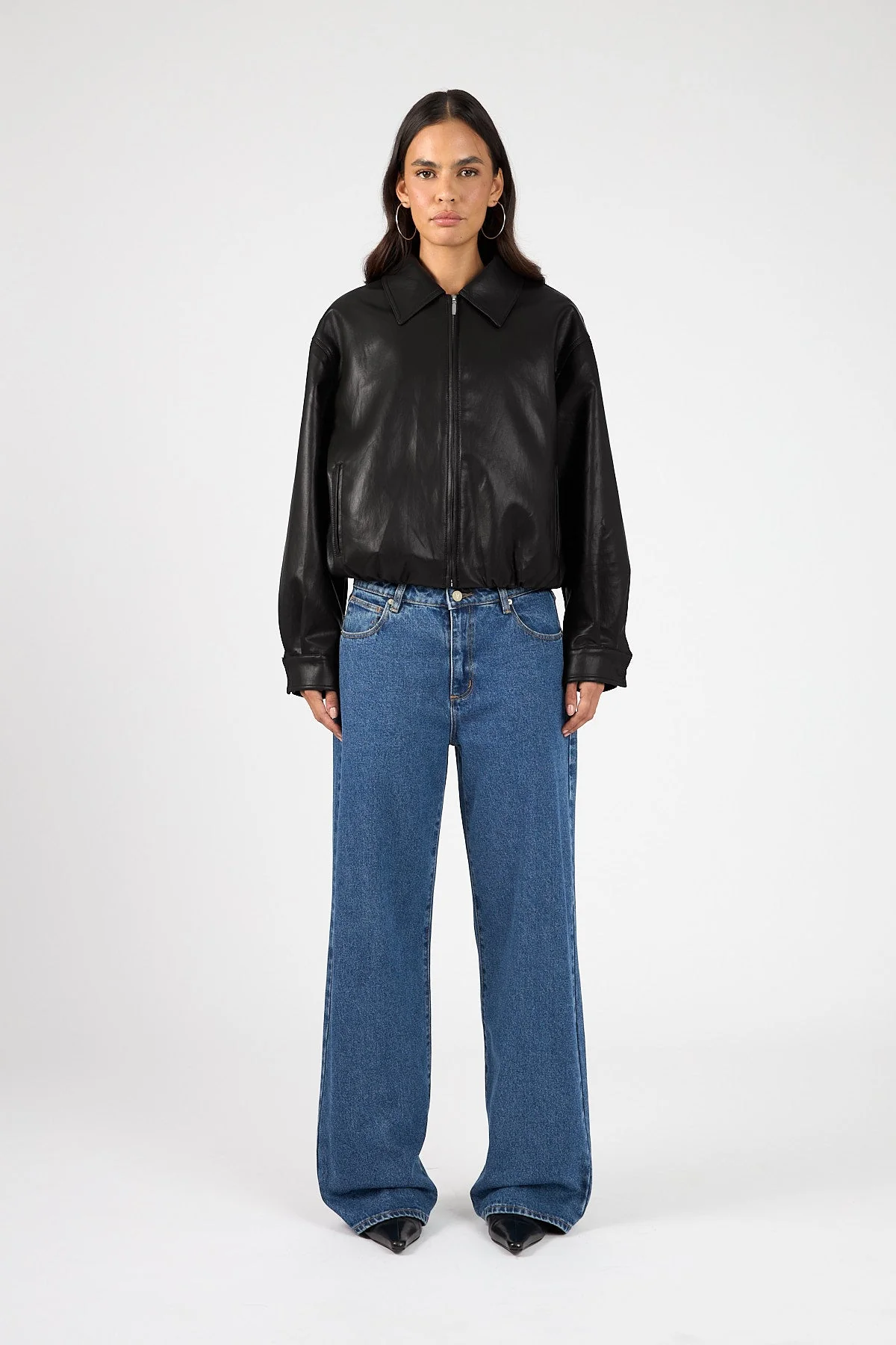 Bubble PU Bomber Jacket Black