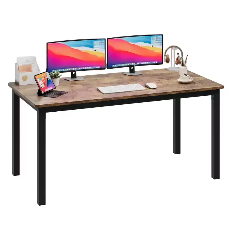 WhizMax 63 Inch Computer Desk, Large Office Desk with Black Metal Frame, Modern Simple Style Gaming Desk, Sturdy Writing Workstatio