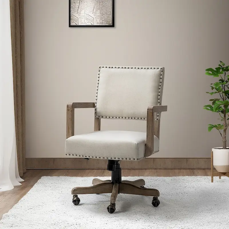 Modern Mid-Back Swivel Height Adjustable Task Chair with Nailhead Trim