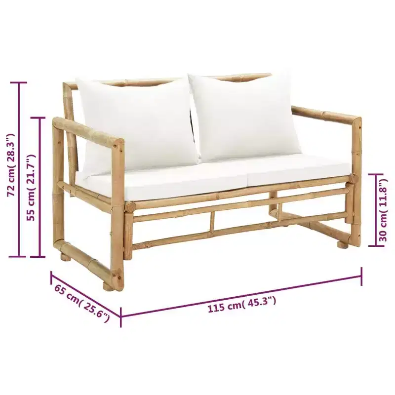 vidaXL Garden Bench Dark grey, Natural bamboo