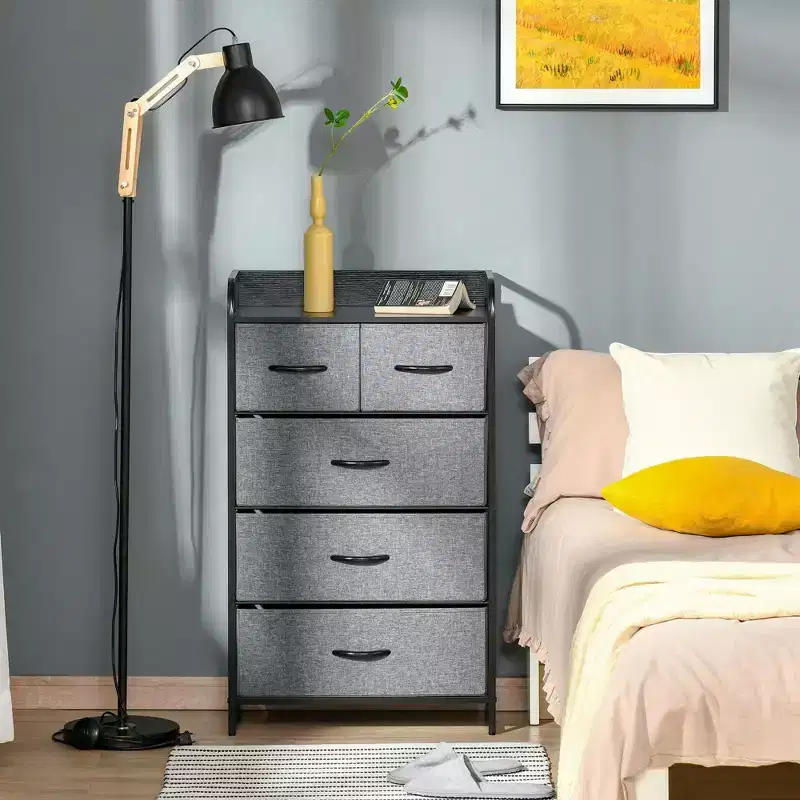 5-Drawer Fabric Dresser Tower with Steel Frame