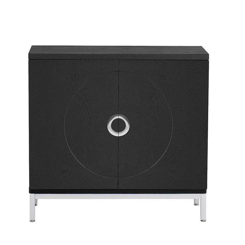 Accent Cabinet with Solid Wood Veneer and Metal Leg Frame - 34L x 15.5W x 31.9H