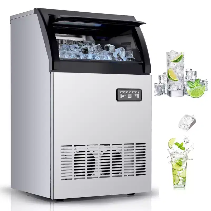 Commercial Ice Maker 120lbs/24H, Stainless Steel Undercounter Ice Machine with 33lbs Storage, 120V Single Inlet Ice Maker for Restaurant Bar Hotel