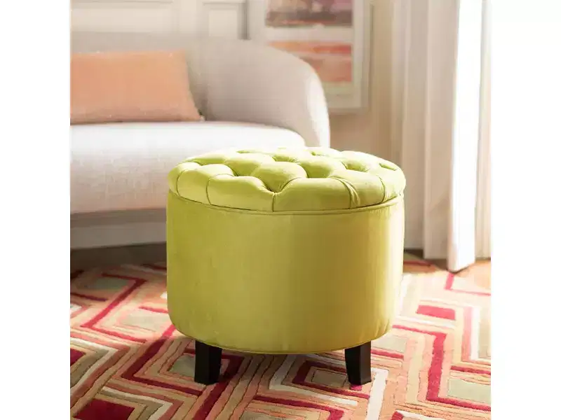 Amiela Tuffted Storage Ottoman - HUD8220 - Safavieh Couture