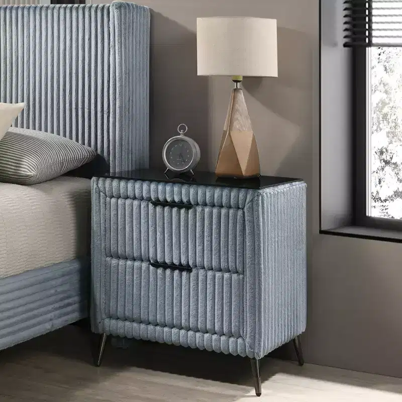 GDFStudio Arwyn Corduroy Upholstered Nightstand with Two Drawers