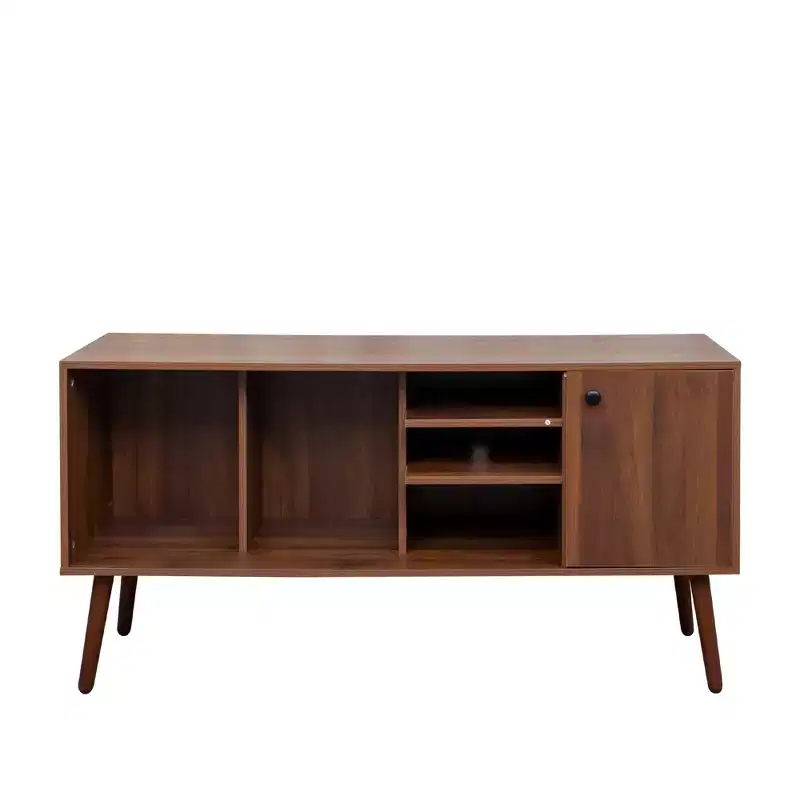 CLIHOME TV Stands and Consoles Table With 1 Storage and 3 Shelves Storage Cabinet for Living Room Entry