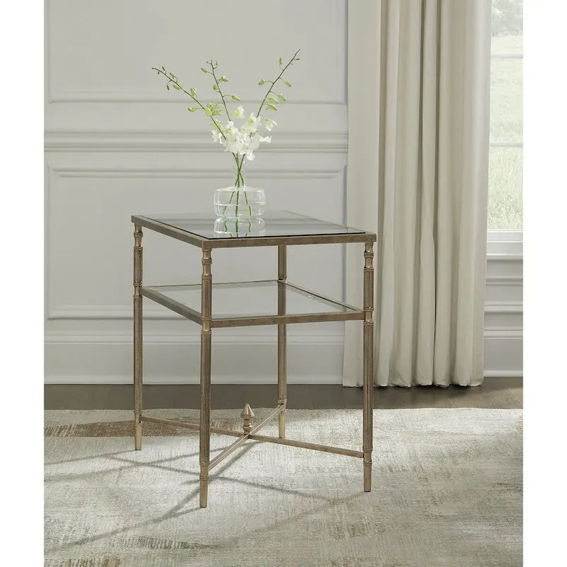 Gold End Table - 25.75 W x 18 D x 26 H