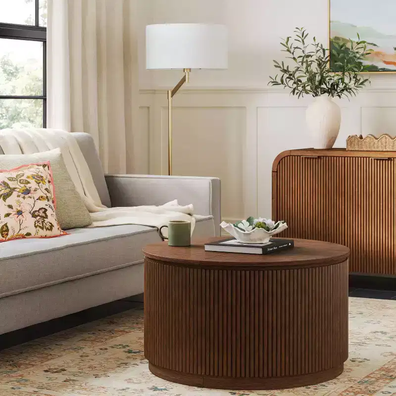 Lupine Reeded Storage Coffee Table with Removable Top Dark Brown - Threshold™