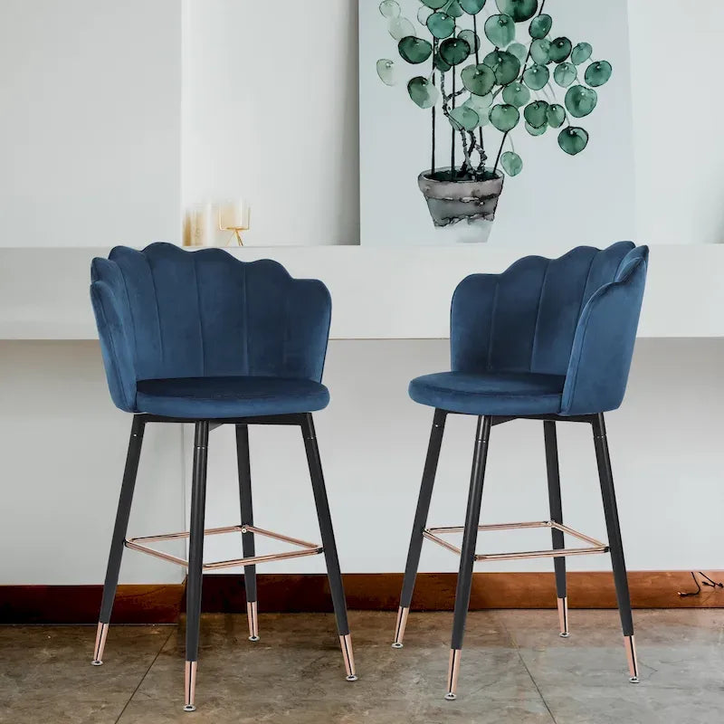 42 Height Set of 2 Velvet Bar Stools