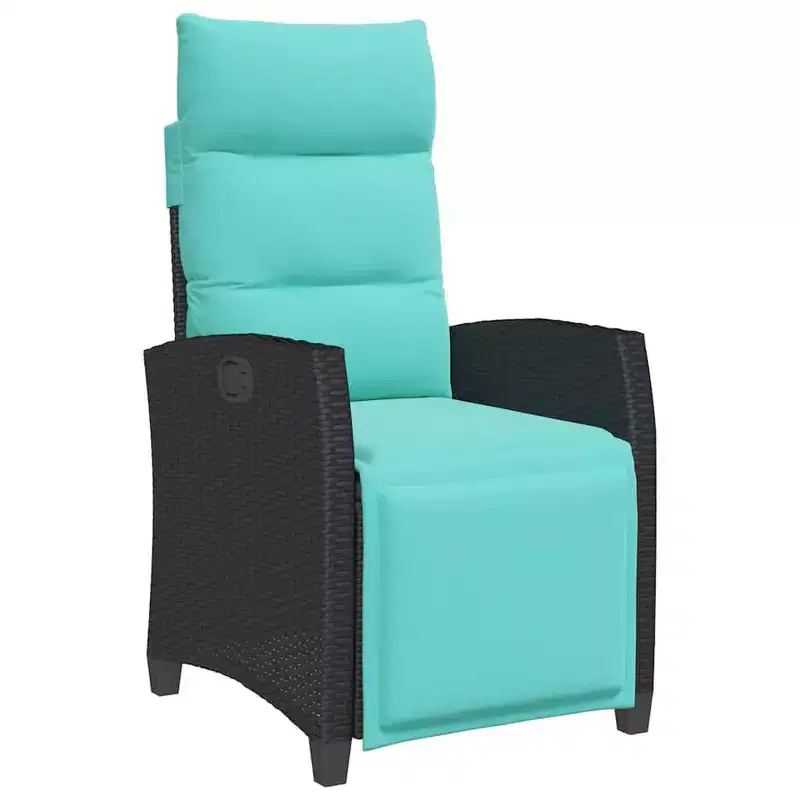 vidaXL Reclining Garden Chair in Poly Rattan with Side Table