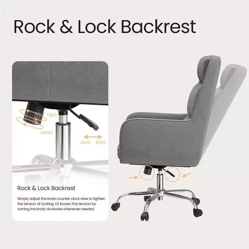 Adjustable Office Chair with 360 Swivel, Premium Chenille Upholstery, Spring-Foam Cushion, and Quiet Rollerblade Casters