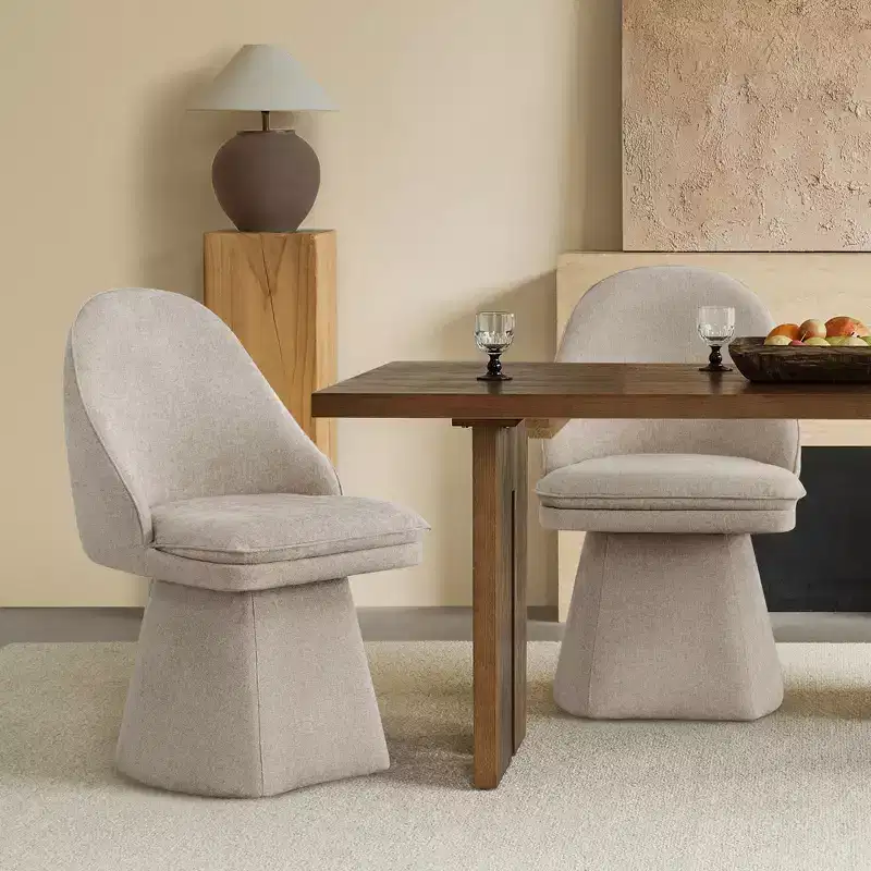 Spruce&Spring Swivel Dining Chair with High Curved Back & Conical Base